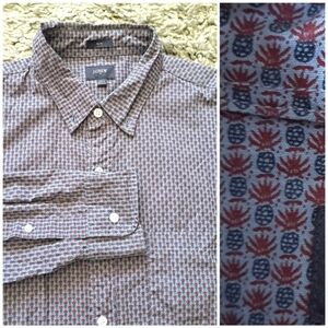 J crew | Blue and red pineapple print dress shirt slim fit
